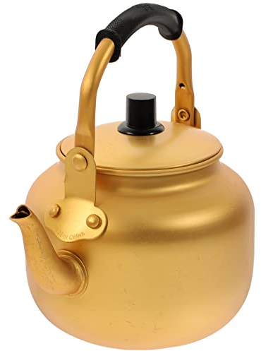 BESTonZON Aluminium Teekanne Wasserkocher Wasserkocher Induktion Teekocher 1L Wasserkessel Teekessel Vintage Kaffeekanne Retro Kanne Wasserkanne Kessel für E- Gasherd Holzofen