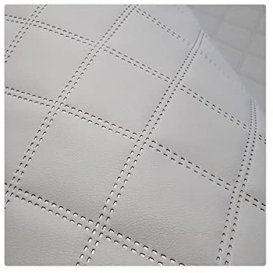 Kunstleder Meterware Stoffe zum Nähen Hellgrau Wasserdichte Polsterung (1 Stk- Breite: 140cm x Länge: 100cm) Polsterstoff Polster für Möbel Schuhe Handtaschen Steppung 7x7 cm