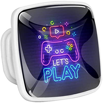 Eslifey 4 Pack Neon Game Controller Drawer Knobs Square Glass Dresser Pulls Glowing in The Dark