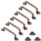 Ouvin 6 Pack Barn Door Pull Handle Hardware for Wooden Garden Gate Shed Cabinet Door (128mm/5inch Copper)