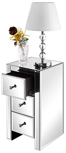 LEADZM Nachttisch mit 3 Schubladen, 1 Stück, Beistelltisch Nachtschrank, Aufbewahrungsschrank aus Glas, für Wohnzimmer, Schlafzimmer, Büro, Badezimmer usw, 30 x 30 x 60 cm