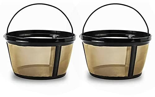 2 Stück Kaffeefilter, Edelstahl Kaffeemaschine Wiederverwendbar Kegelförmig Kaffeefilter Gold Konischer Filter Metall Tropfständer Tasse für Zuhause, Büro