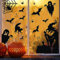 TOARTI Halloween Fenster Aufkleber,Doppelseitiger Halloween Fensterbilder Selbstklebend,Hexe Monster Schädel Fledermaus Halloween Fenster Deko,Kürbis Fledermaus Fensteraufkleber für Glas Partyzubehör