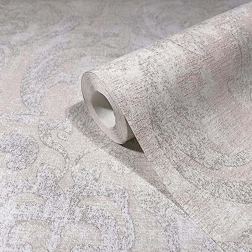 marburg Tapete Beige Hellgrau Ornamental Klassisch für Schlafzimmer oder Wohnzimmer Made in Germany 10,05 x 0,53m