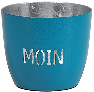 Seaside No.64 - Maritime Windlichter Baltic aus Metall mit ausgestanzten Motiven - Verschiedene Farbkombinationen für Teelichter & Stumpenkerzen in Haus und Garten (Moin - blau, Silber)
