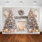 Avezano Weihnachts-Hintergrund – weißer Kamin-Winter-Fotohintergrund mit Weihnachtsbaum, Familien-Kinder-Party-Dekorationen und Foto-Requisiten (2,1 x 1,5 m)