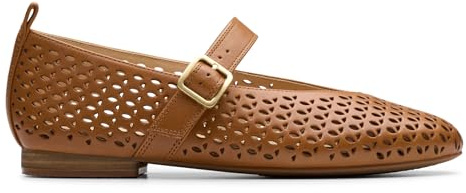 Clarks Femme Fawna Jane Ballerines, Tan Leather, 37.5 EU