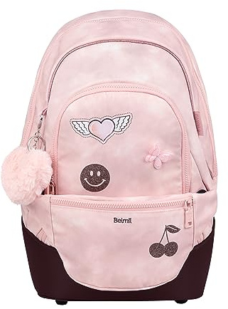 Belmil Premium 2in1 Schulrucksack mit Hüfttasche, Schulranzen, Schultasche mit Laptopfach (338-84/P) (Glam)