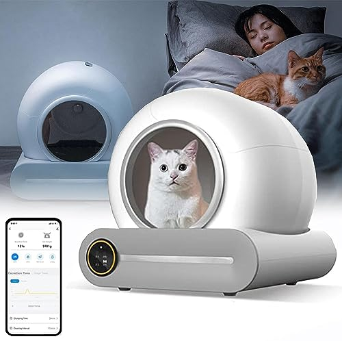 LTSRLL Arenero autolimpiable Gatos, Caja automática Arena Reducir los olores, Inodoro para Varios Gatos de Capacidad MAX 65l, Control Remoto App, alertas Inteligentes, Conecta a WiFi /2.4ghz