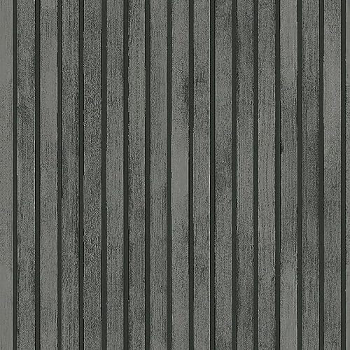 Wood Slats Charcoal Grey Wallpaper - Realistic Wooden Effect Modern Trendy Contemporary - Feature Wall