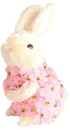 JAWSEU Mini Hase Figuren Osterhase Figur Deko Stroh Kaninchen Osterhase Gartendeko Figuren Kaninchen Ornament Kaninchen Statue Tier Figur Osterhasen Statue Kaninchen Figur für Zuhause Ostern Garten