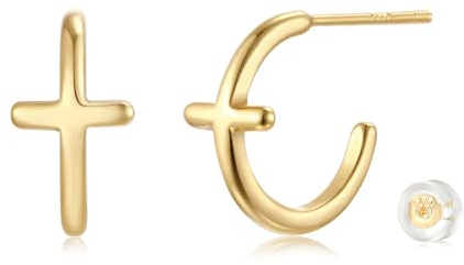 Jenosy Ohrringe Gold Damen Kreuz Ohrringe Zarte Gold Kreuz Ohrstecker für Damen Knorpel Huggie Ohrstecker für Mädchen Hypoallergene Ohrringe 18K Vergoldet Modeschmuck für Frauen und Mädchen