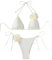 Lilosy Sexy verzierter frecher String-Triangel-Bikini, 2-teilig, Krawatte Beige, Large