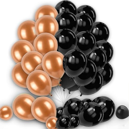 Set di 30 palloncini neri oro rosa palloncini di compleanno in lattice nero palloncini per feste di compleanno, baby shower, decorazioni per feste di nozze