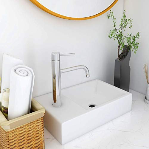 ARKEM Waschbecken 400x220x90 mm SMC Weiß Waschschale Waschtisch Set, Bad Küche, Gäste WC