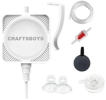 Craftsboys Ultra Silent Fish Tank Air Pump, Aquarium Oxygen Pump, for 10L-40L Fish Tank, Single Outlet (White)