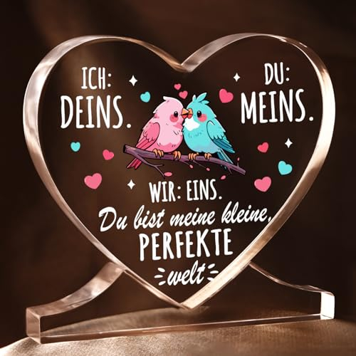 Craftique Ich Liebe Dich Geschenke Freund - Liebesvögel Acryl Dekoration - Jahrestag Geschenke für Frauen Männer, Partner Geschenke, Pärchen Geschenke Ideen