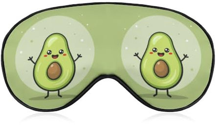 Zhimahou Handgezeichnete süße Avocado-Schlafmaske mit verstellbarem Riemen, bequeme weiche Augenmaske, Schlafhilfe, lichtblockierende Augenmasken in Grün