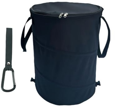 Leinoupt:Collapsible Trash can with lid,Foldable Camping Trash can,Pop-up Trash can with lid,Outdoor Trash can with lid,Clothes and Toys Recycle bin,Thickened, Solid, Durable,Attached Hook (Black)