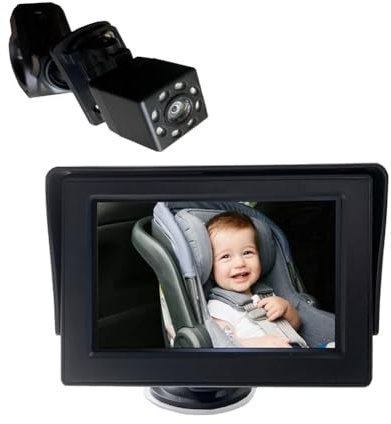 Tskcvy Baby Car Camera, Baby Car Rearview Mirror, 4.3 Inch Baby Car Monitor, Baby Car Seat Rearview Mirror Camera, Observe Baby