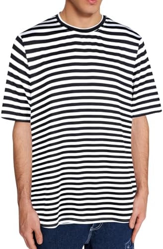 T-shirt rayé bleu et blanc à manches longues pour homme - Chemise de pêche à manches longues pour homme