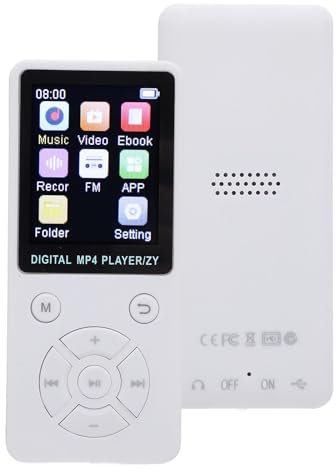 Tragbarer Musik-Player mit 1,8-Zoll-Bildschirm, Bluetooth MP3-Player mit FM/Video/Foto-Viewer/E-Book für Kinder, HiFi Sound MP3-Musik-Player für Laufen Jogging Radfahren (White)