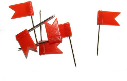 dalipo 31015 - Markiernadeln Fahne, Pinnwandnadeln/Fähnchennadeln, 50 Stück (Rot)