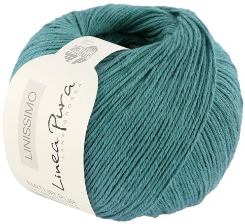 LANA GROSSA Linissimo | Leichtes, locker verzwirntes Baumwoll-Leinengarn | Handstrickgarn aus 50% Baumwolle & 50% Leinen | 50g Wolle zum Stricken & Häkeln | 187m Garn FB21