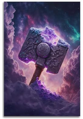 RTHGKTNG Viking Thor's Hammer Poster Poster Decorative Painting Canvas Wall Posters And Art Picture Print Modern Family Bedroom Decor Posters 08x12inch(20x30cm)