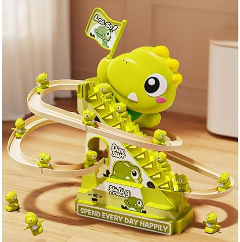 Maycoly Dinosaurier Rennbahn Spielzeug,Doppelschleifenbahn Rutsche Kaninchen Achterbahn Spielzeug mit Licht und Musik,Kletterspielzeug Lernspielzeug für Jungen und Mädchen ab 3 Jahren