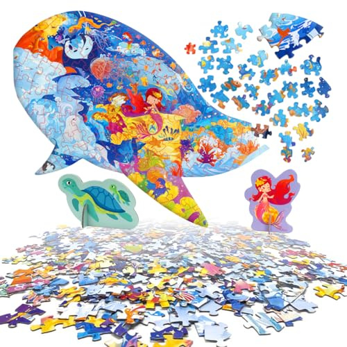 Toyana 277 Pieces Jigsaw Puzzle, Large Whale Ocean World Theme Puzzles for Kids, Adults & Family, Colourful Marine Animals, Unique Art Design, Indoor Activity Educational Board Game Birthday Gift