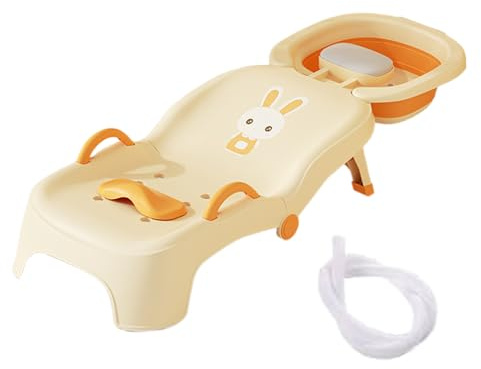 Hiemible Toddler Shampoo Chair - Foldable Kids Hair Washing Bath Seat | Recliner Seat Adjustable for Baby Rinser Boys Girls Ages 0-10 Toilet Bathroom Salon