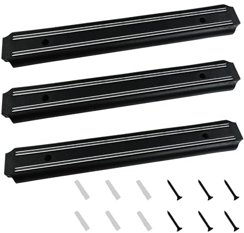3 Piezas 33cm Iman Soporte Magnético Cuchillos Acero Inoxidable de Cocina | Portacuchillas Portacuchillos Barra Cuchillos Cocina Magnetica Magnético Potente con 6 Tornillos para Cuchillos Utensilios