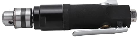 HELEVIA 3/8-Zoll-Luftbohrmaschine, Pneumatische Bohrmaschine mit Geradem Griff und 3-Backen-Bohrfutter, Variable Geschwindigkeit, CW und CCW, Bidirektional, 0,5–0,7 MPa (EU-Stil)