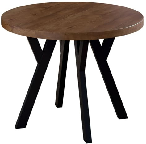 FURNEO Runder Ausziehbarer Tisch für Esszimmer - 100/200 cm - Stilvoll und platzsparend - für Küche (Lefkas, Metallbeine)