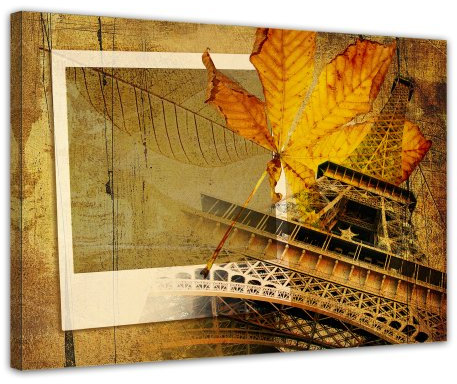 Keilrahmenbild - Paris Retro - Bild auf Leinwand 120 x 90 cm - Leinwandbilder Bilder als Leinwanddruck Städte & Kulturen Europa - Frankreich - Collage von Paris