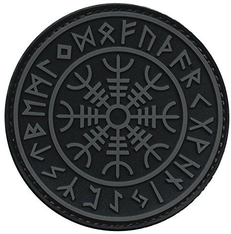 Aegishjalmr Helm of Awe Norse Wikinger Patch kompatibel mit Velcro Patches für Rucksäcke,Wikinger Patches für Weste,PVC Patches für Hüte,Wikinger Morale Patch (Blackout Subdued)