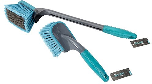 JVL 20-433 Comfortable Grip Car Cleaning Wheel Brush Set - Grey/Blue