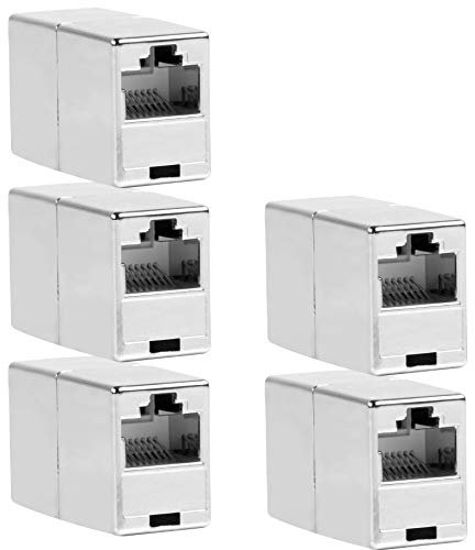 BIGtec 5 Stück RJ45 Ethernet LAN Kabel Kupplung Adapter Verbinder Netzwerk Modular Netzwerkkoppler für Patchkabel Netzwerkkabel Ethernetlan Ethernetkabel verlängern Verlängerung