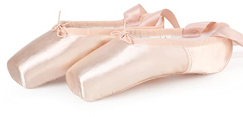 Spitzenschuhe Rosa Ballettschuhe Professionell Tanzschuhe mit Spitzenschoner und genähtes Band für Damen/Mädchen (Bitte wählen Sie eine Nummer größer) 36