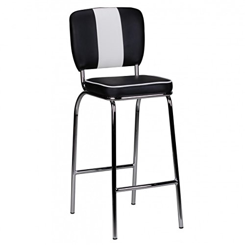 KADIMA Design Barstuhl American Diner 50er Retro Schwarz Weiß Barhocker Tresenstuhl