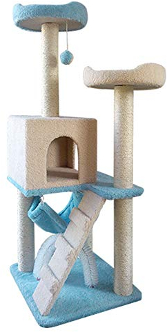 ChengBeautiful Cat Climbing Nach Der Katze Turm Katze Baumhaus Katzenkratz Katze Hängematte Wohnung Turm Thront Heim Aufstieg Auf Der Bühne Spielzeug Kratzbaum (Color : Blue, Size : 55x50x136cm)