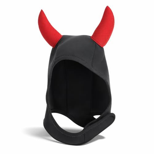 Neoprene Diving Hat, Unisex Animal Cartoon Skull Design, Diving Skull Hat, Swimming Helmet Hood for Adults & Kids, Beach, Pool, Diving, Red