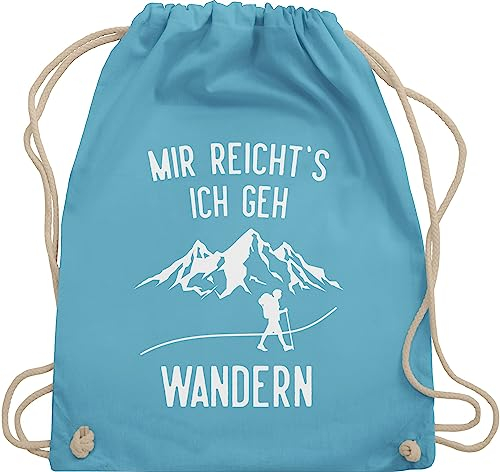 Turnbeutel Rucksack - Laufen Joggen Zubehör - Mir reichts ich geh wandern - Berge - Unisize - Hellblau - turn beutel geschenke wandertag trainingsbeutel geschenk schneeberg sportbeutel wanderlust