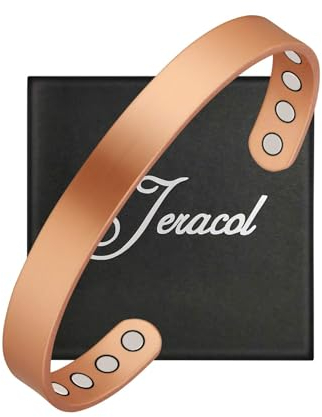 Jeracol Magnetfeldtherapie-Armbänder aus Kupfer für Herren und Damen, größenverstellbares magnetisches Heilarmband mit 8 starken Magneten zur Linderung von Arthritis und Gelenkschmerzen