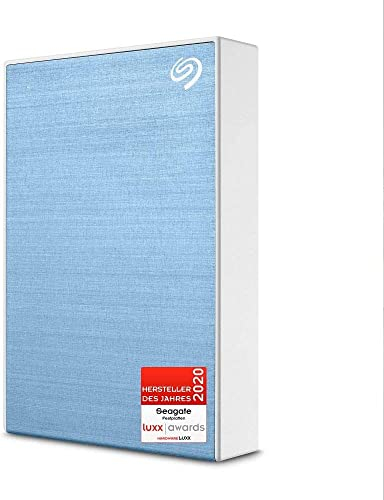 Seagate One Touch 5 To, Disque dur externe HDD –Bleu clair, USB 3.0, pour PC portable et Mac, Abonnement de 4 mois à la formule Adobe Creative Cloud, et services Rescue valables 2 ans (STKC5000402)