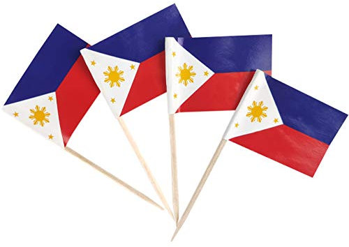JBCD 200 Stück Philippinen-Flagge Zahnstocher Filipino Flaggen Cupcake Topper Dekorationen Cocktail Zahnstocher Flagge Kuchen Topper Picks Mini Kleine Flagge Cupcake Picks Sticks