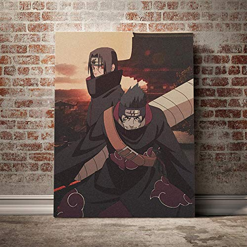 agwKE2 Itachi und Kisame Akatsuki Anime Leinwand Malerei Dekor Wandkunst Bilder Schlafzimmer Studie Zuhause Wohnzimmer Dekoration Drucke Poster / 60x80cm (kein Rahmen)