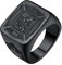 U7 Herren Schwarz Schutzpatron Siegelring St. Florian Porträt Großer Ring Vintage Stil Fingerring Accessoire für Feuerwehrmann(Ring Größe 59)