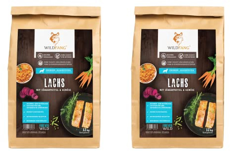Wildfang® Hundefutter - Trocken - Getreidefreies Hundefutter - Premium Trockenfutter (2 x 2 kg, Junior Lachs)